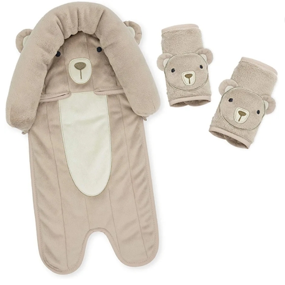 Travel Bug Bear 3-Piece Head Support & Strap Covers Car Seat, Stroller Bouncer - Picture 1 of 10